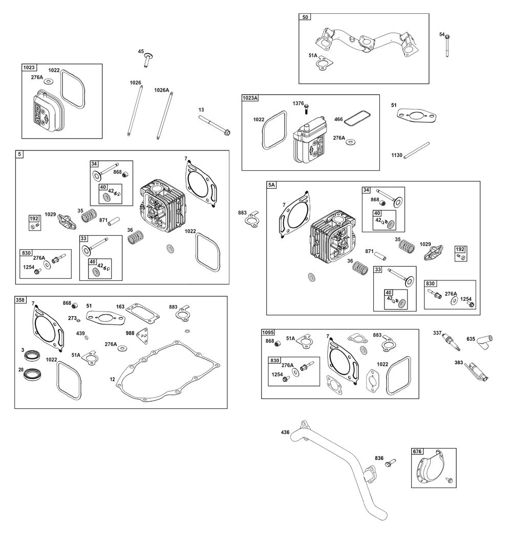 Cylinder Head Group Diagram and Parts List for 389575-0003-E1 200000 - 399999 Briggs and Stratton Engine